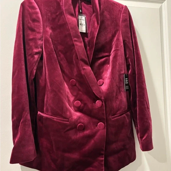 EXPRESS VELVET DOUBLE BREASTED BLAZER - Picture 2 of 4